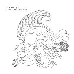 Thanksgiving Cornucopia Coloring Page