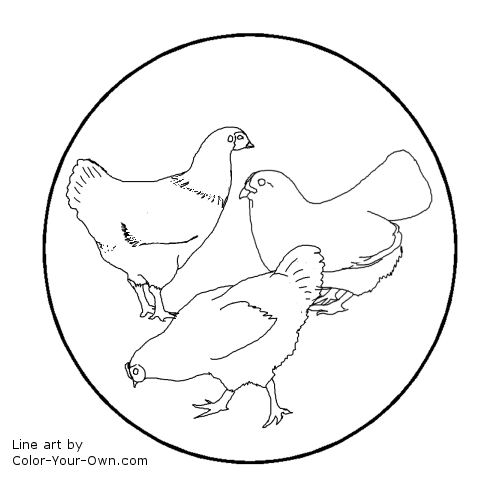12 Days of Christmas - 3 French Hens Line Art