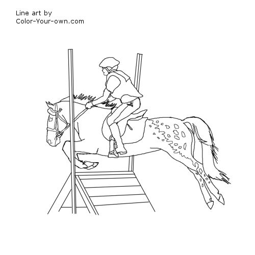 Appaloosa Cross Riding Pony Jumping Line Art