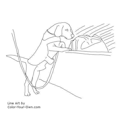 Beagle Detection Dog Line Art