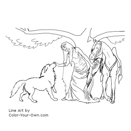 Wolf Coloring Pages on Free Printable Fairy Horse Wolf Coloring Page Jpg