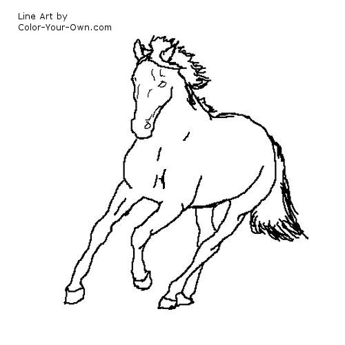 galloping Warmblood horse line art