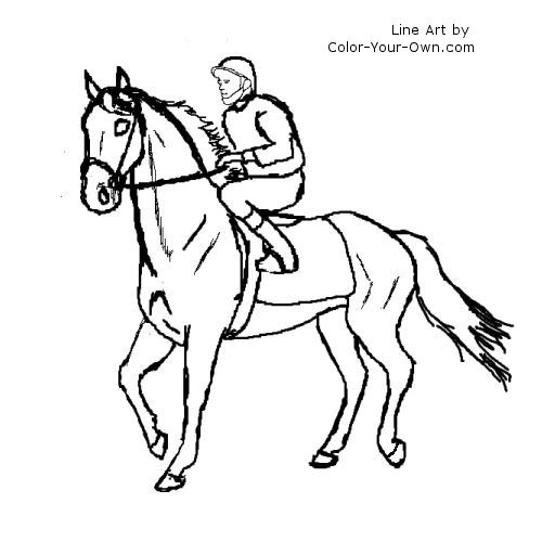 Race Horse - walking to the gate line art