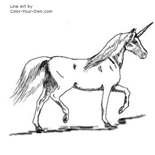 Prancing Unicorn Line Art