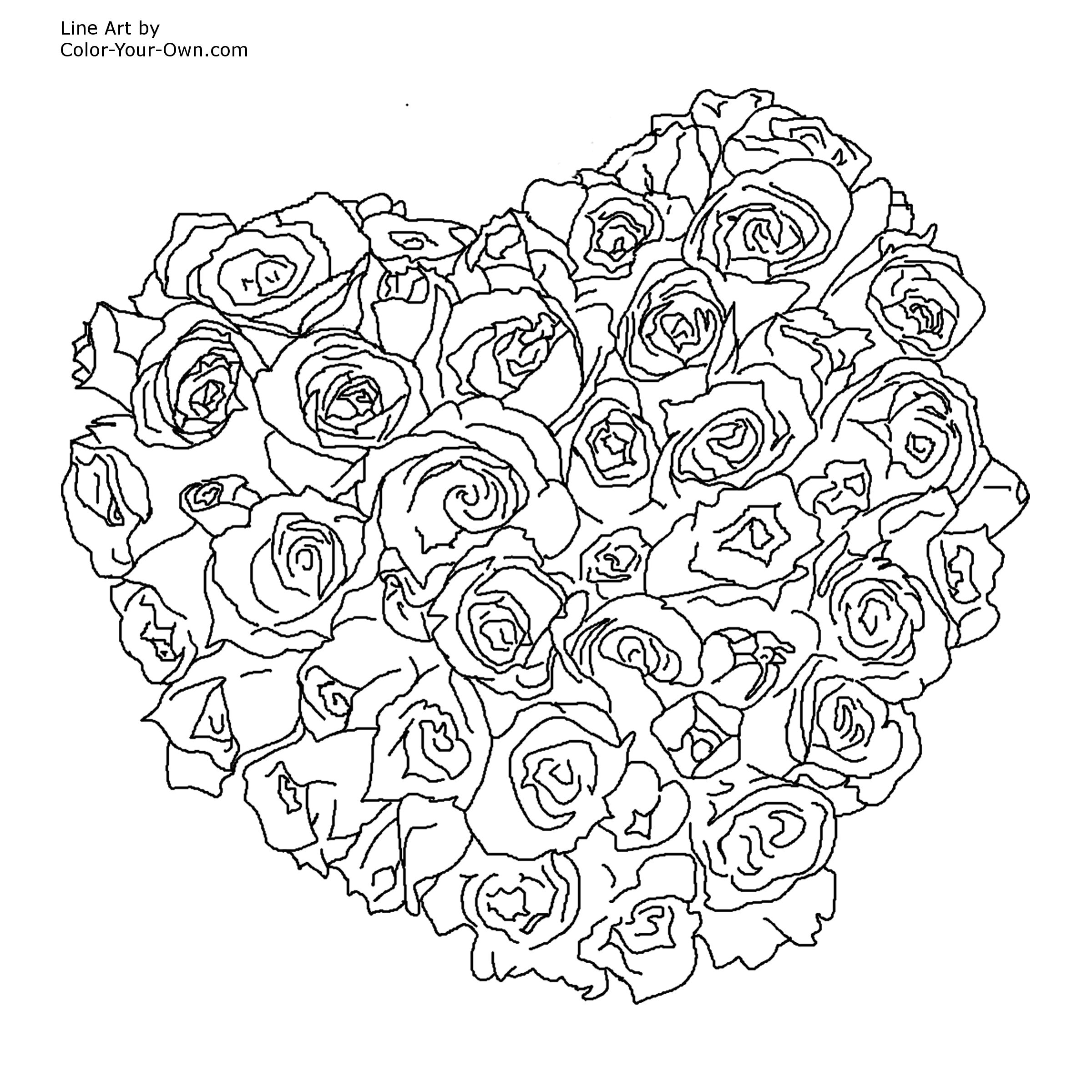 valentine coloring pages hearts and flowers - photo #32