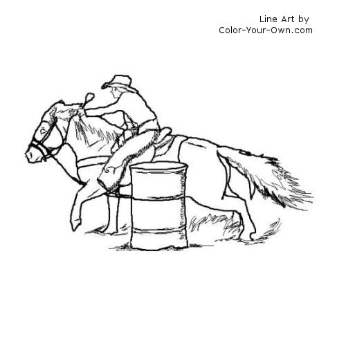 pony barrel racer line art
