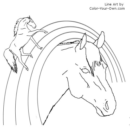 Rainbow Horse Coloring Page