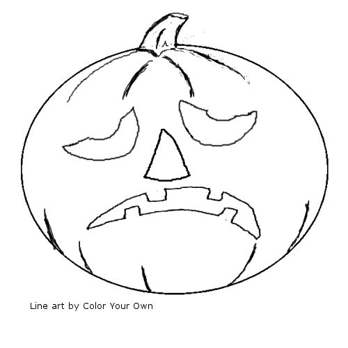 Halloween/Samhain Jack-O-Lantern (Sad) Coloring Page