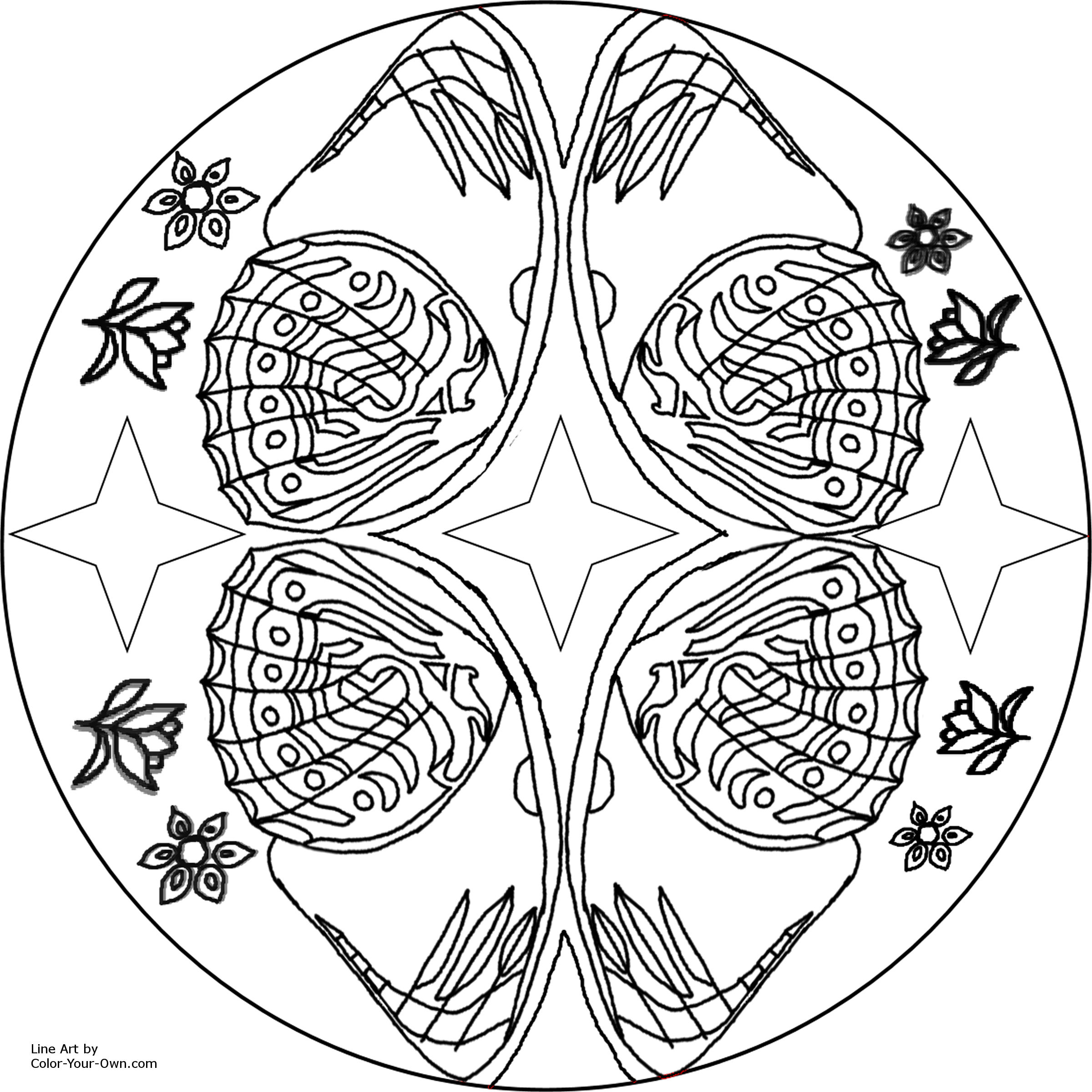 butterfly wing mandala coloring page